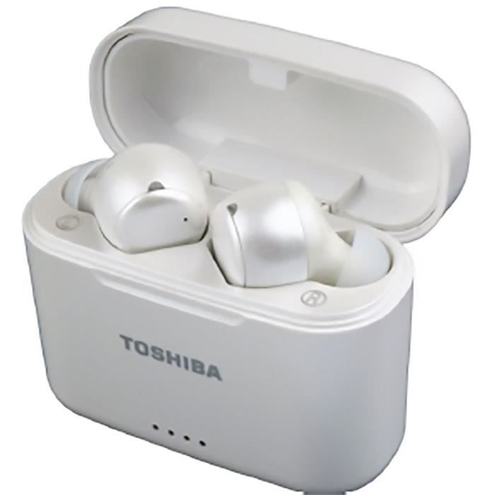 TOSHIBA RZE-BT1050EW True Wireless In-Ear Bluetooth Headphones - Active Noise Cancelling - Charging Case - White