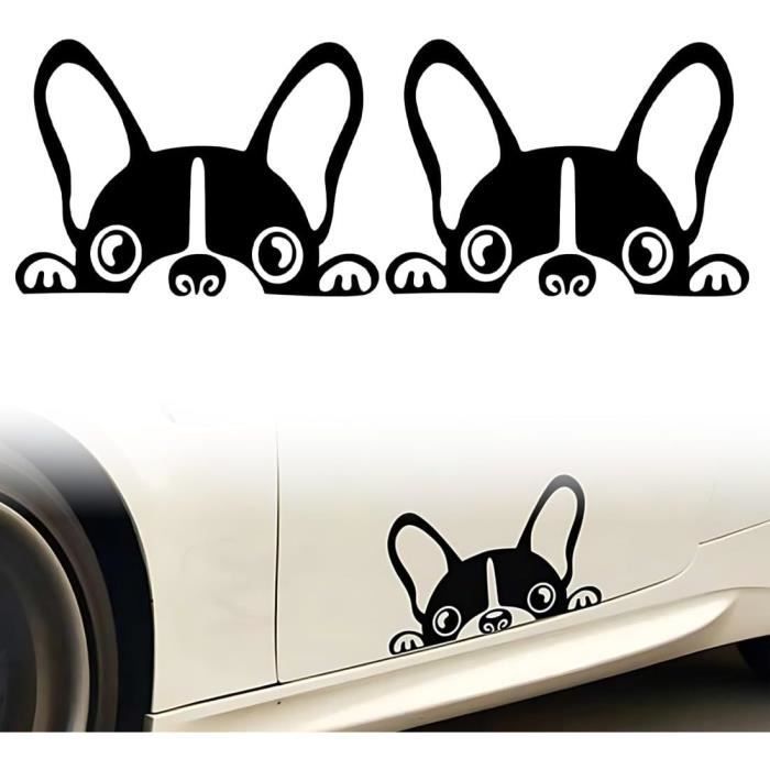 Pegatina decorativa de perro de 2 piezas, decoración exterior para coche, diseño de bulldog para coche y nevera.