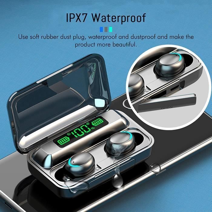 Auriculares inalámbricos APERIL - Bluetooth 5.1 - Resistencia al agua IPX7 - 30 horas de autonomía - Reducción de ruido
