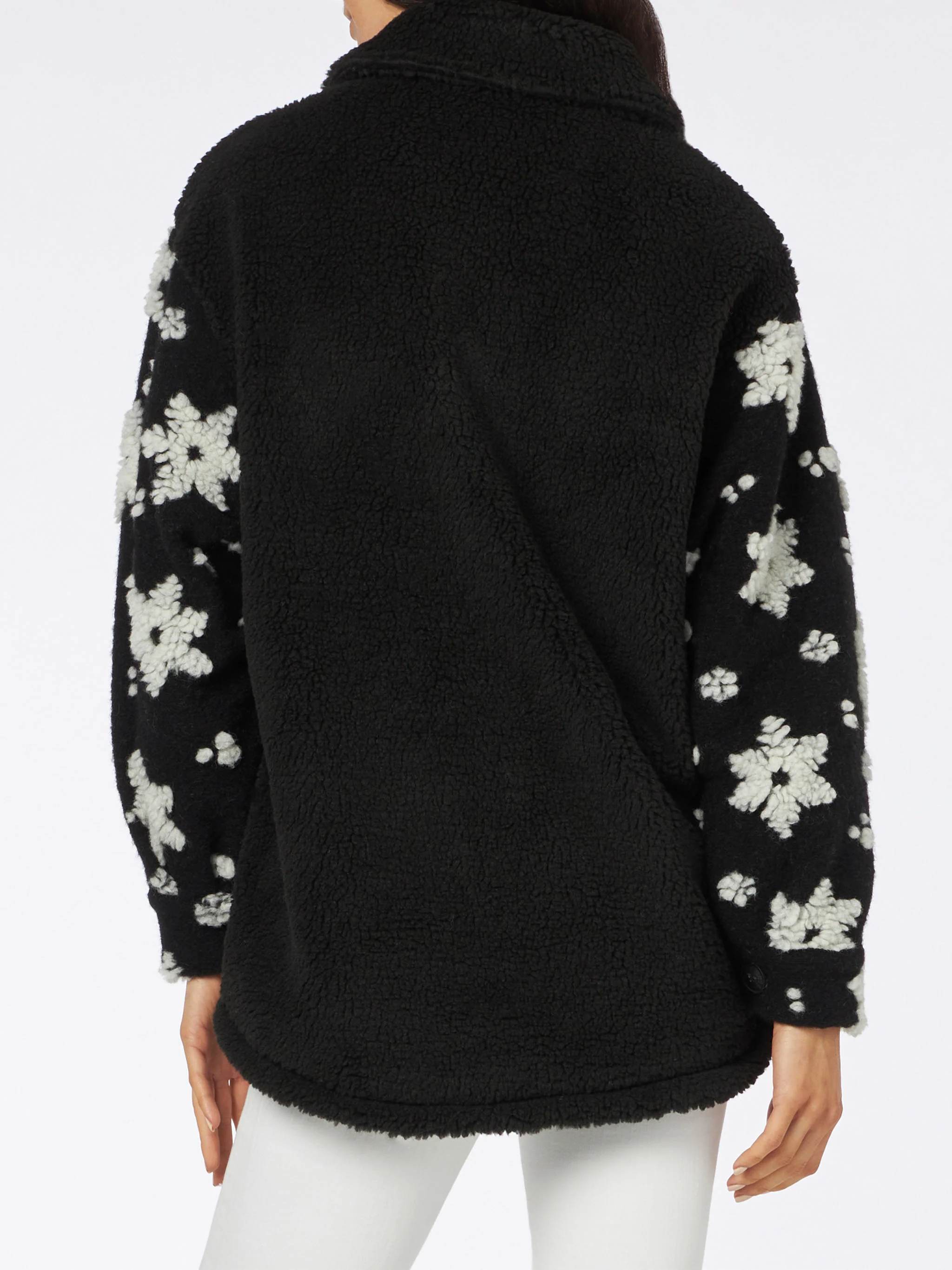 Sherpa top voor dames met sneeuwvlokkenprint