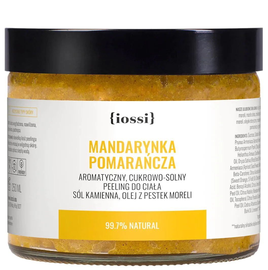Iossi Mandarynka Pomarańcza Cukrowy peeling do ciała z olejem z pestek moreli 2