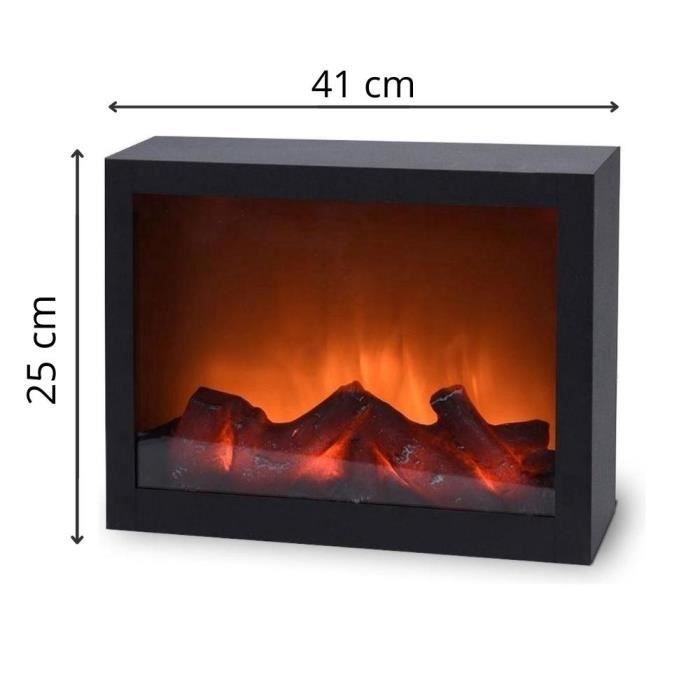 Cheminée électrique - Luxe - LED - Effet flamme réaliste - 41 x 25 cm - Noir
