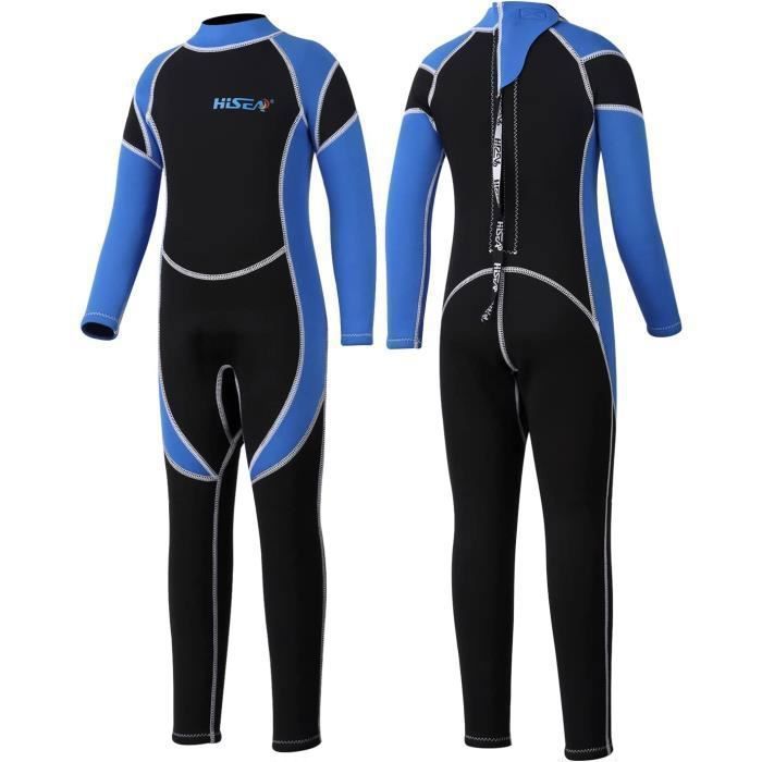 2.5mm Neoprene Wetsuit with Back Zipper for Boys and Girls, Black/Blue - XXXL