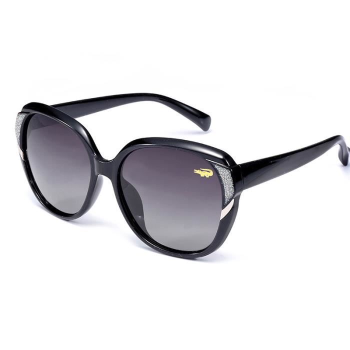 Gafas de sol para mujer, montura retro grande, polarizadas, protección UV, negras.