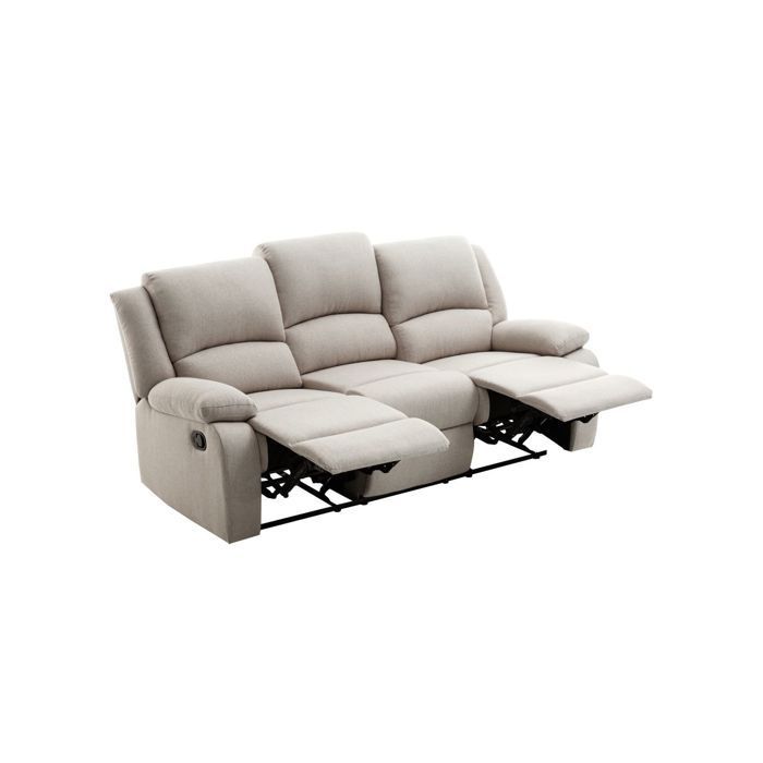 Canapé Relaxation manuel 3 places LEO en Tissu - Beige - L193 x P93 x H96cm - LOUNGITUDE