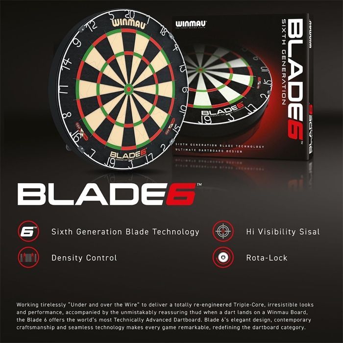 DARTBORD - WINMAU - Blade 6 - Innovatief ontwerp - Geavanceerde technologie - Dichtheidscontrolelijn