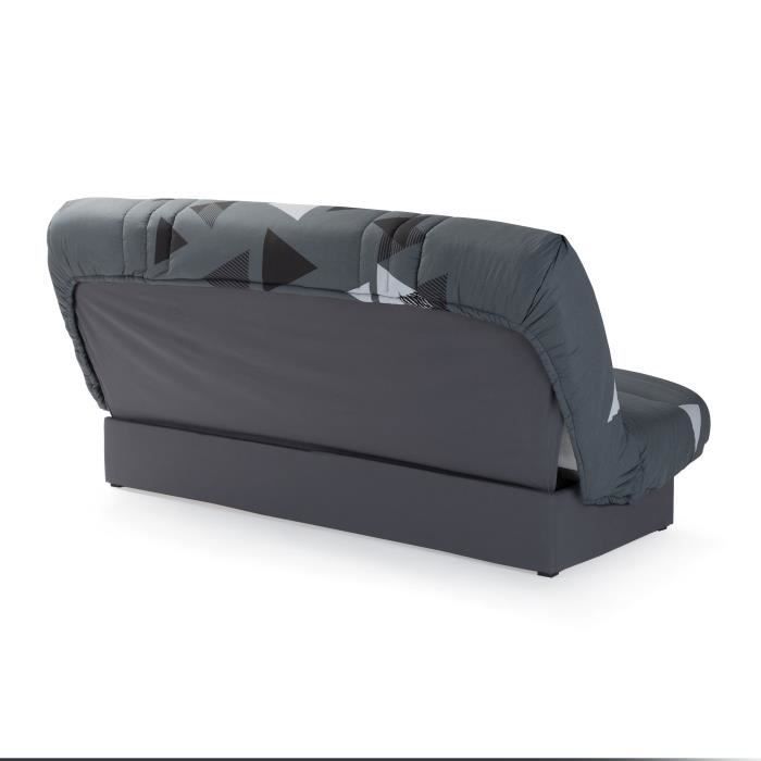 Sofá cama clic-clac de 3 plazas - Tela con estampado Bikini gris - 190 x 92 cm - DREAM - Estilo contemporáneo