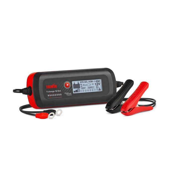 Cargador de baterías - T CHARGE - 12 EVO - 6V/12V - Mantenimiento automático - Probador de alternador