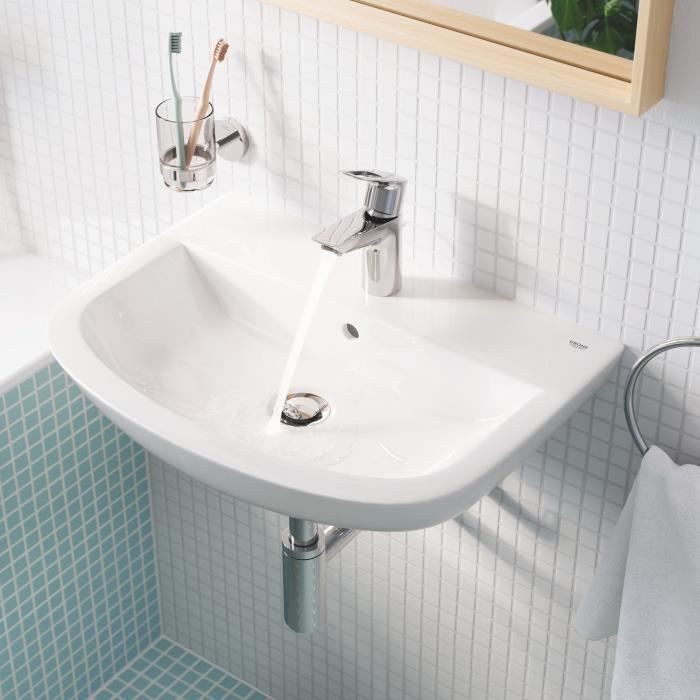 Lavabo suspendido GROHE Bau Ceramic de 55 cm - 1 orificio para grifo - Porcelana vitrificada - Blanco alpino