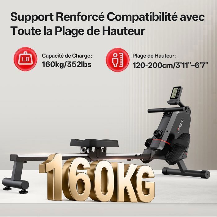 Vogatore indoor - JOROTO - JR30 - Resistenza magnetica 40 kg - Monitor Bluetooth - Carico massimo 160 kg