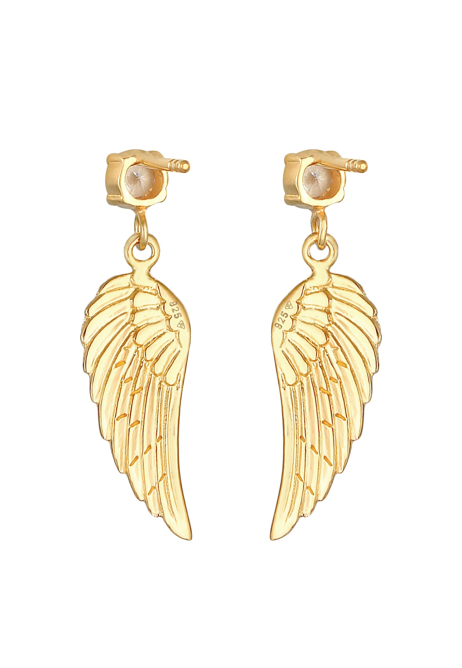 Nenalina Boucles d'oreilles Femmes Ailes Porte-bonheur Foi Signification avec pierres de zirconium en argent sterling 925