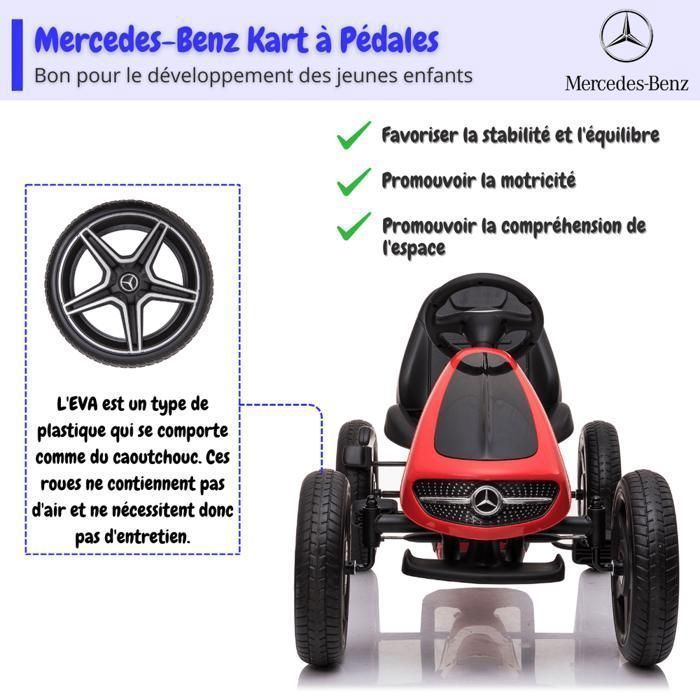 Kart de pedales MERCEDES-BENZ - Rojo - Para edades de 3 a 7 años - Producto con licencia oficial - Neumáticos de EVA - Asiento de cuero
