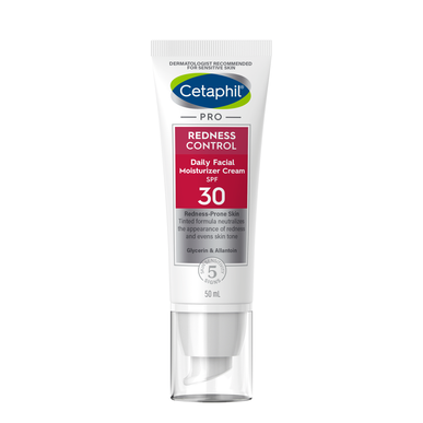 Crema hidratante Cetaphil Pro Redness Control, crema facial calmante antienrojecimiento con SPF30, 50 ml.