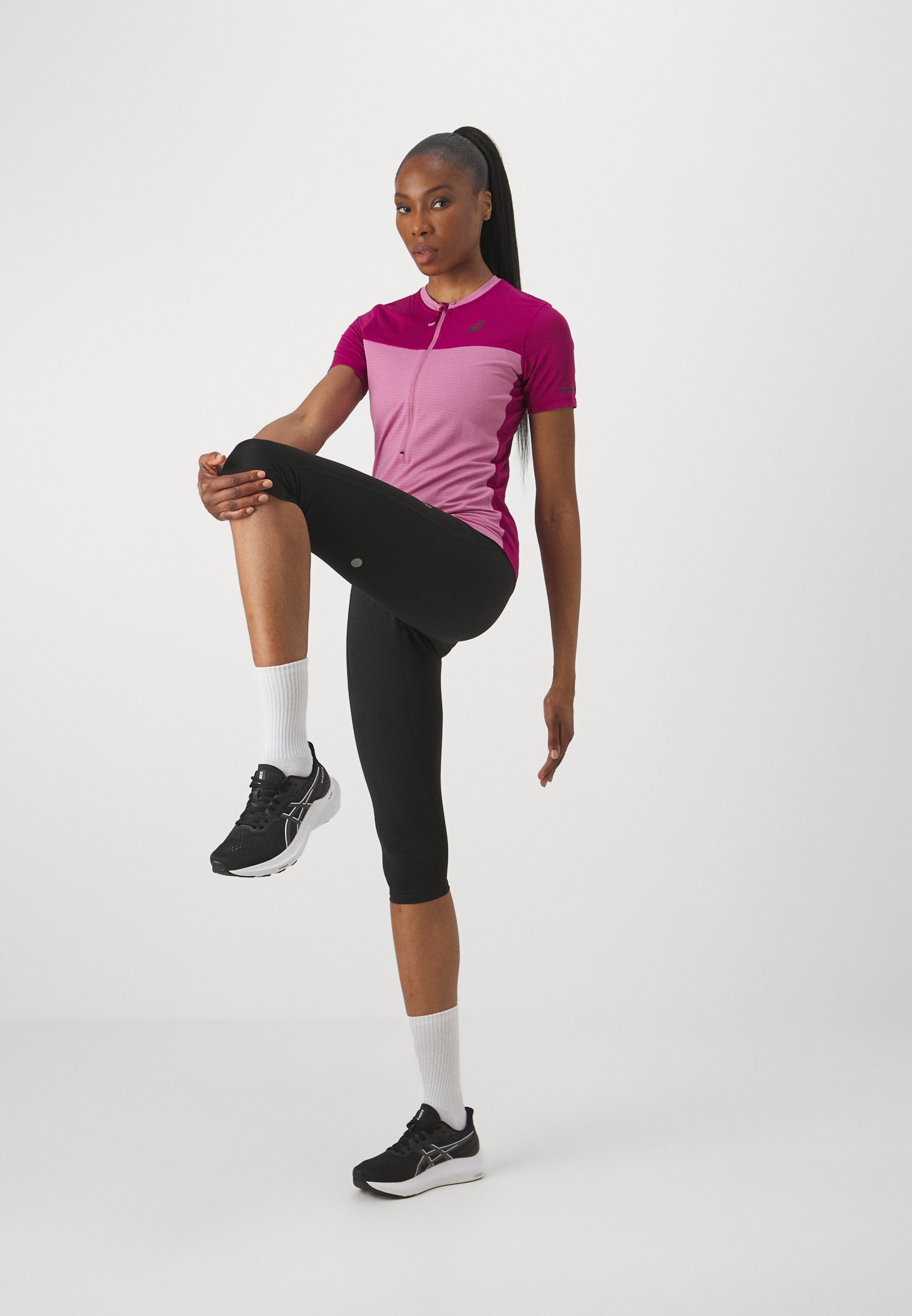 ASICS ROAD HIGH WAIST CAPRI - 3/4 sportbroek - zwart