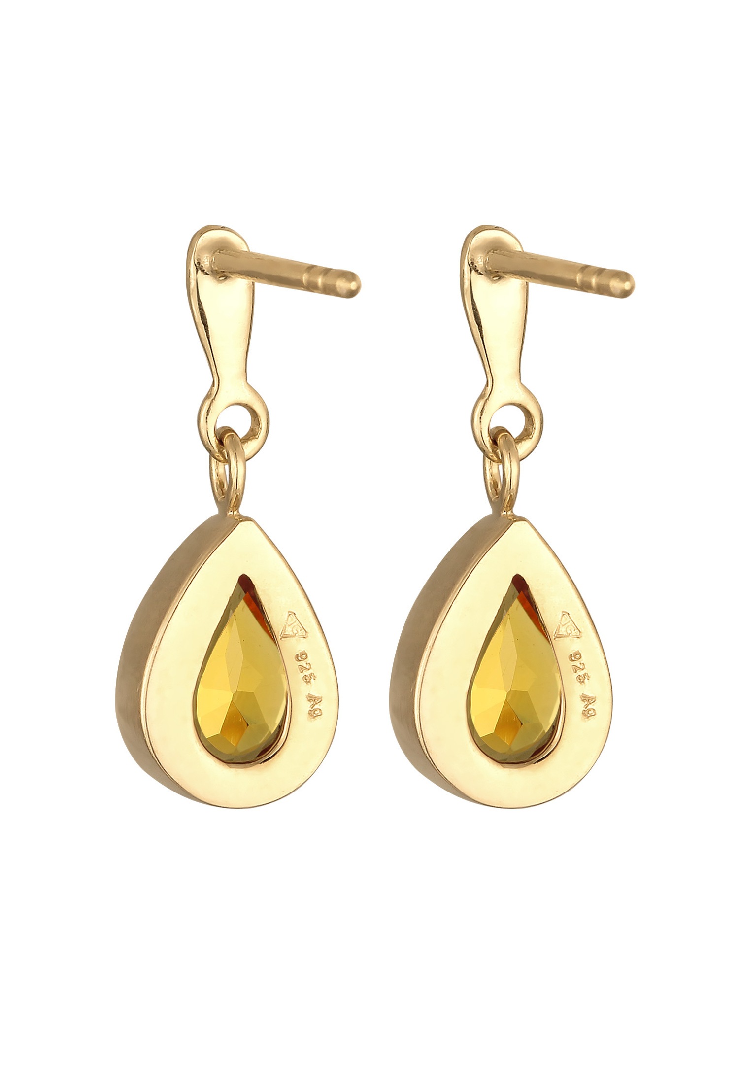 Elli PREMIUM Elli PREMIUM Boucles d'oreilles Femmes Pendentif d'oreilles Goutte élégante avec citrine en argent sterling 925 plaqué or