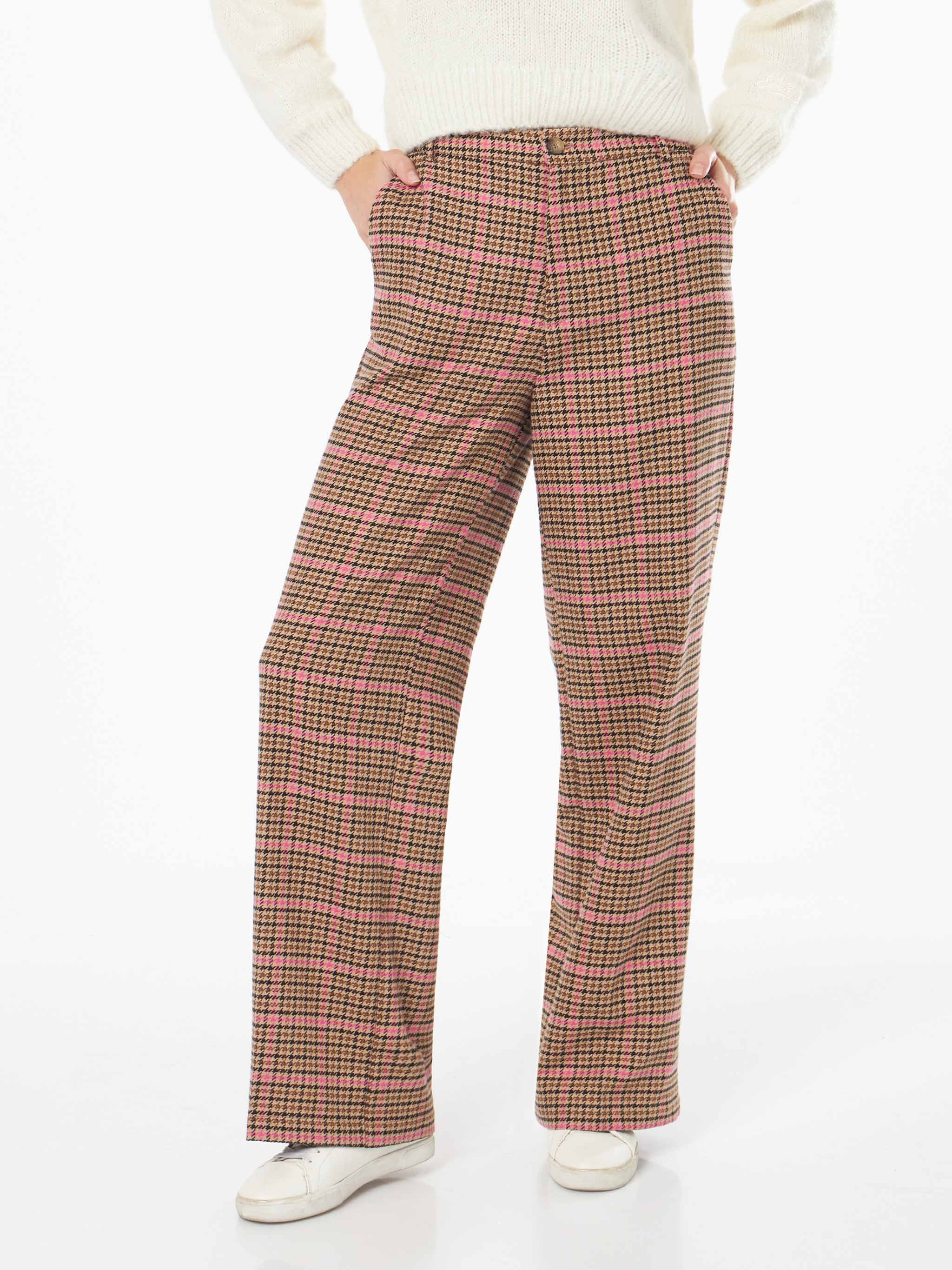 Dames palazzo broek met pied-de-pouleprint