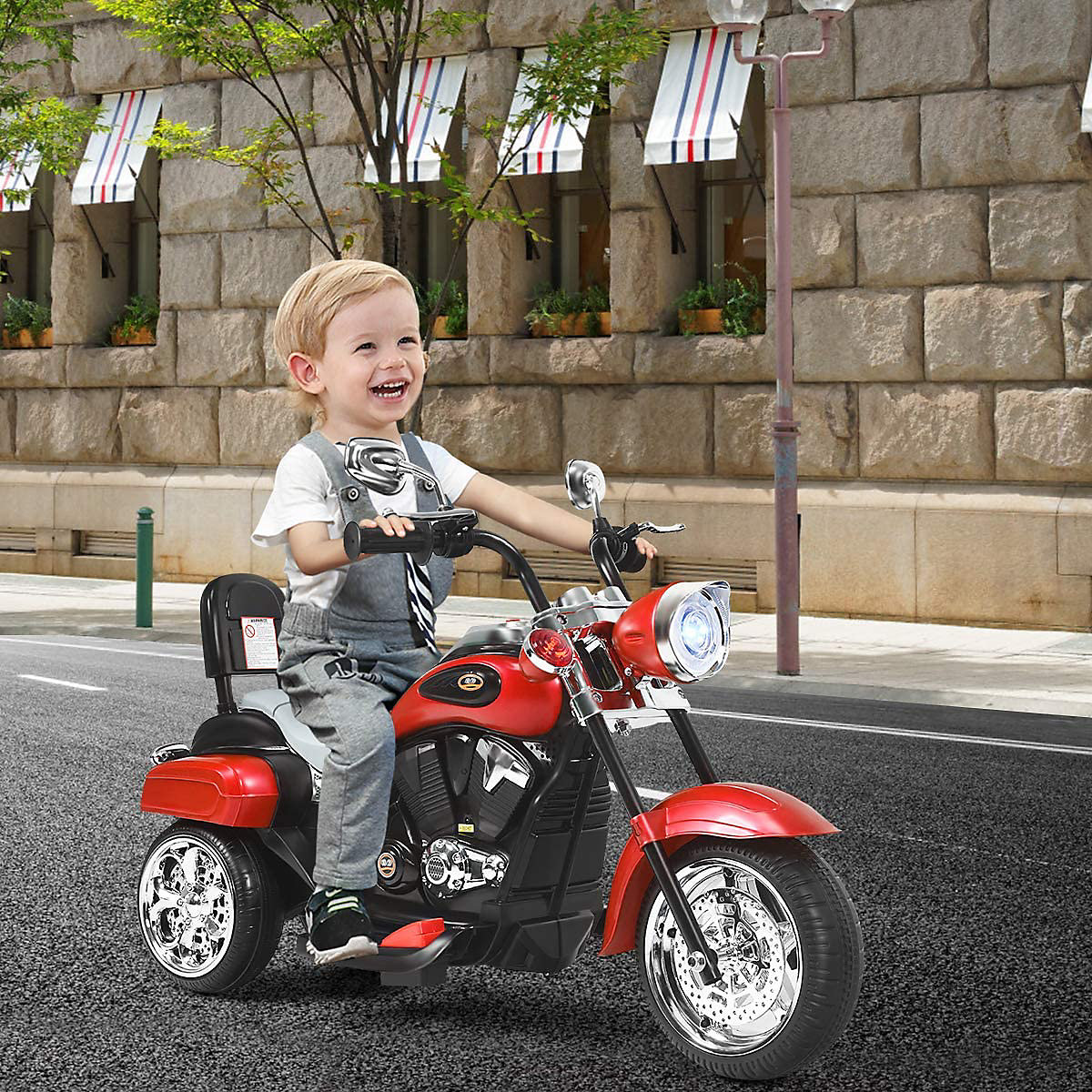 Motorfiets, driewielig ontwerp, geschikt voor kinderen vanaf 3 jaar, rood