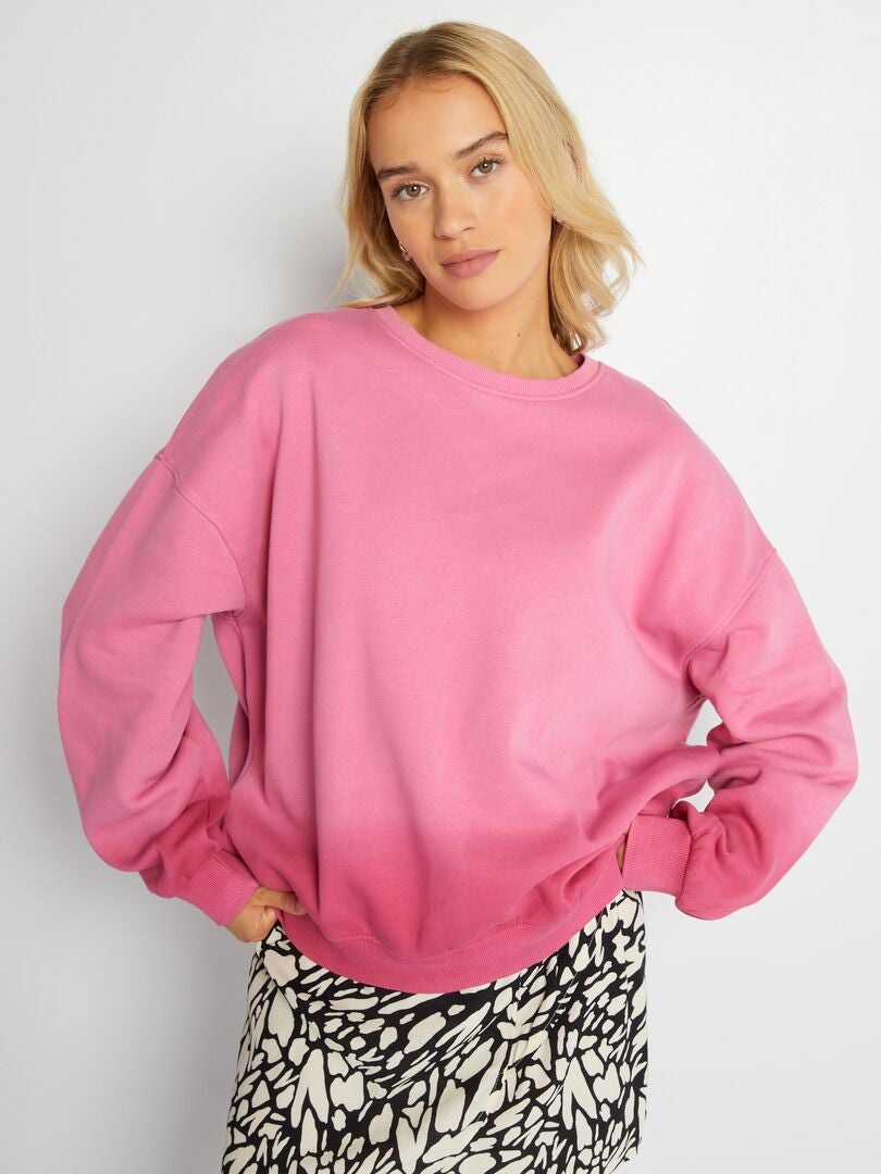 Bluza oversize z nadrukiem tie-dye – RÓŻOWA