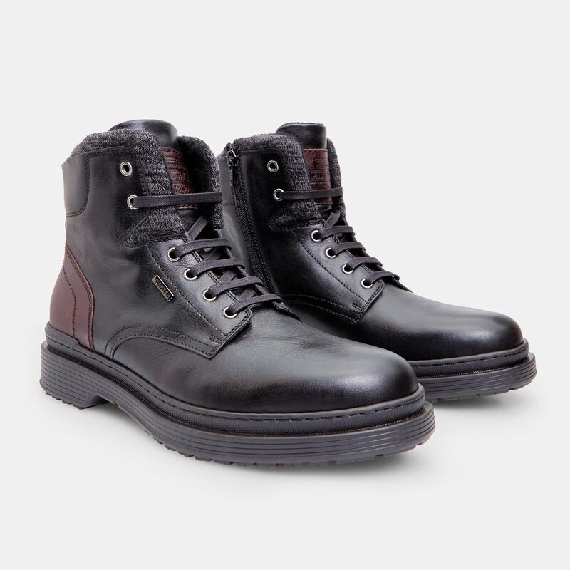 BATA heren enkellaarsjes van leer met vetersluiting
