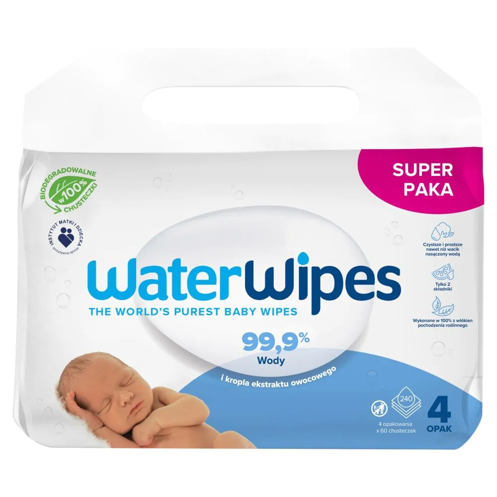 WaterWipes BIO Chusteczki nawilżane wodne, 4 x 60 szt.