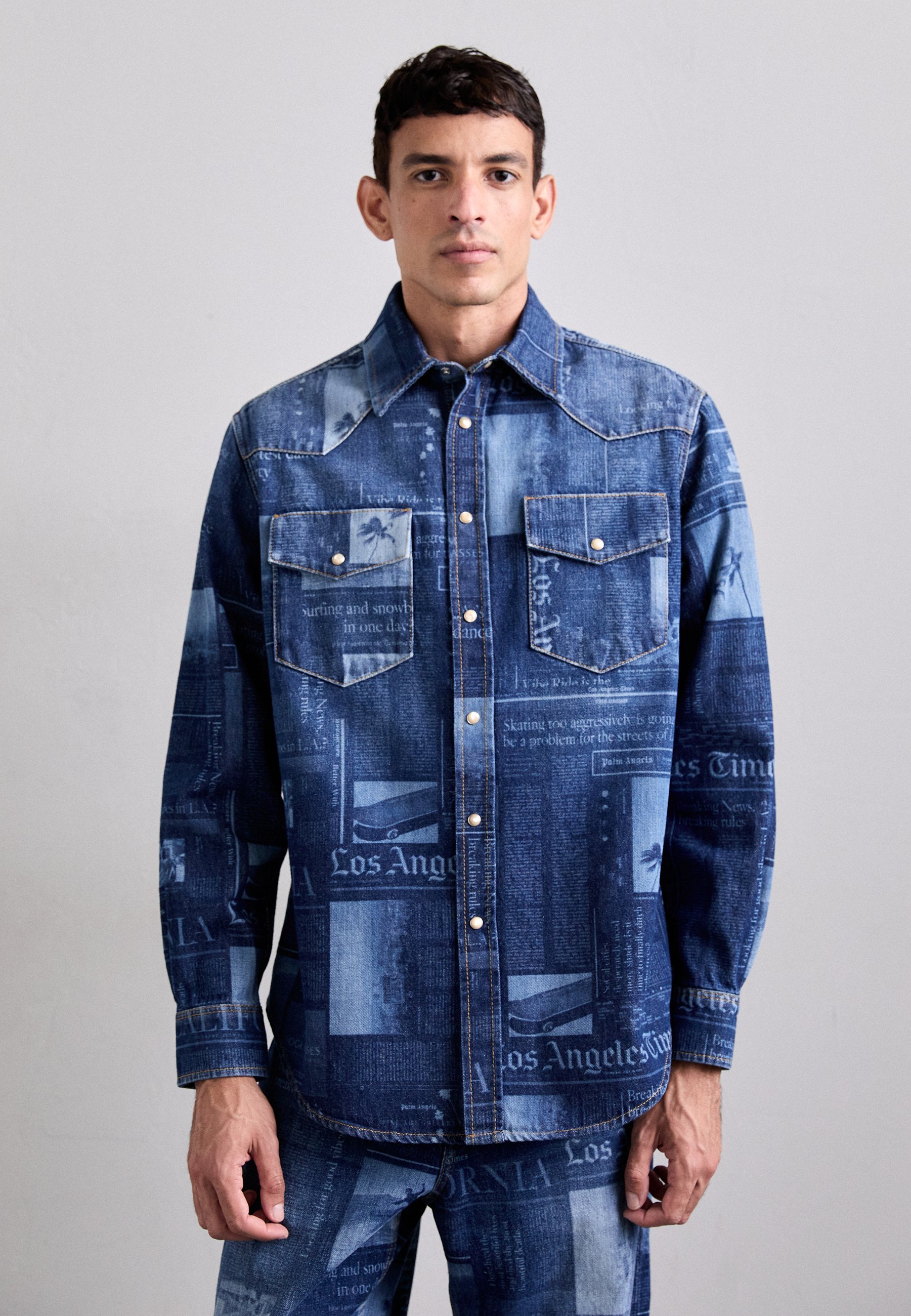 Palm Angels PAXLATIMES NEWS - Chemise - bleu moyen