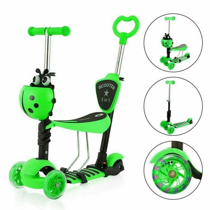 Kinderstep - Yoleo - 5-in-1 - 3 LED-wielen - Verstelbaar stuur - Groen