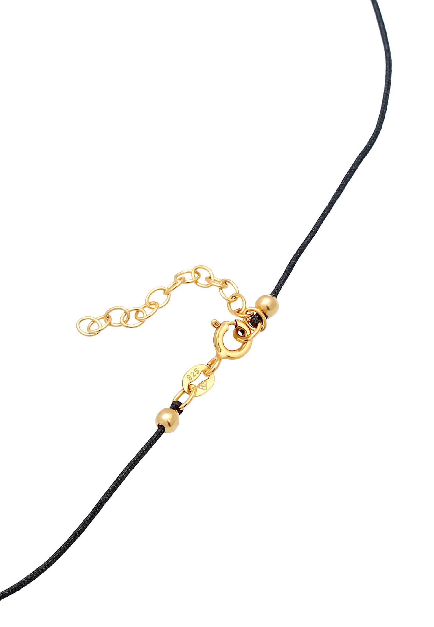Elli Dames Choker Nylon CAmourrleaf Luck Talisman en argent sterling 925 plaqué or