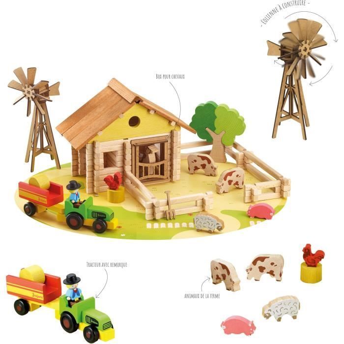 Ma ferme en bois - Jeu de construction - JEUJURA - 145 pièces