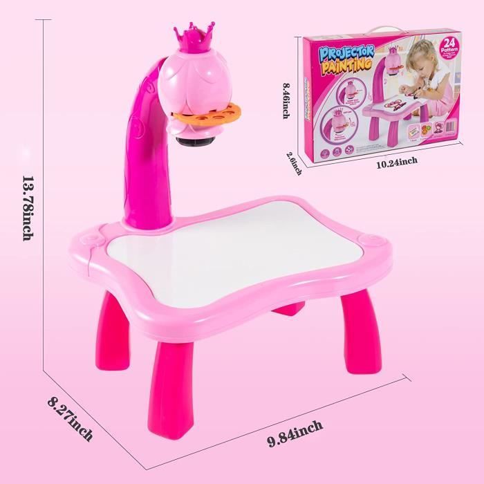 Tableau enfant - PIMPIMSKY - Projecteur Led - 12 stylos à peinture - Livre d'images - Rose
