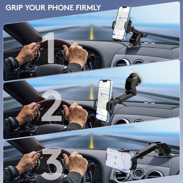 EGA Support téléphone voiture universel ventouse adhésive 360° pliable pour smartphones 4,7–7