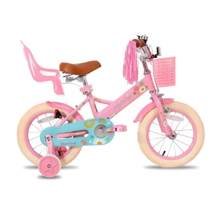 Vélo d'enfant - HILAND - JOYSTAR - 12 pouces - Rose - Avec roues auxiliaires
