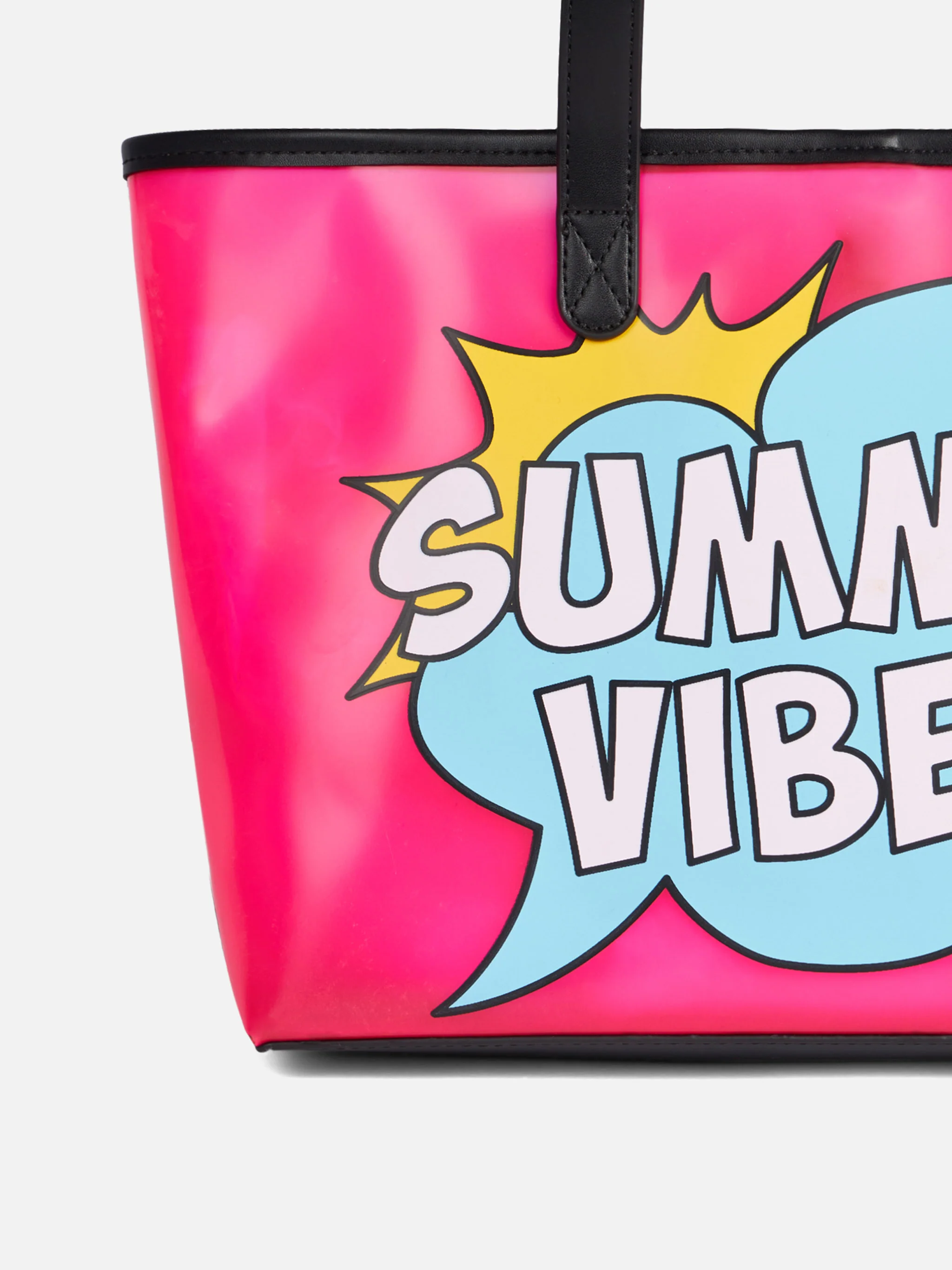 Bolsa de praia rosa transparente em PVC com estampa 