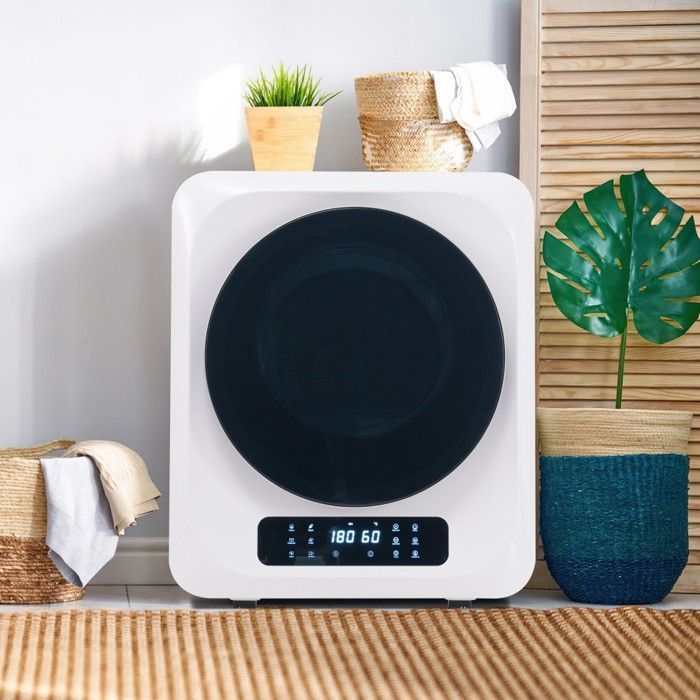 Sèche-linge gaz 3-4kg inox 850W 6 programmes - Filtration multi-étapes - Fixation murale,Blanc 48x40x58cm