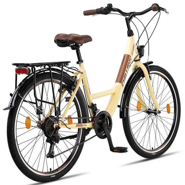 Chillaxx Strada Premium City Bike - 26 inch, Beige with V-brake
