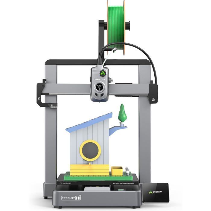 Creality Hi Imprimante 3D, 500mm/s Vit.Max, 260x260x300mm, Niv.Auto, Anti-Blocage, Caméra + Détect.Fil, Pré-monté, Pour Débutants
