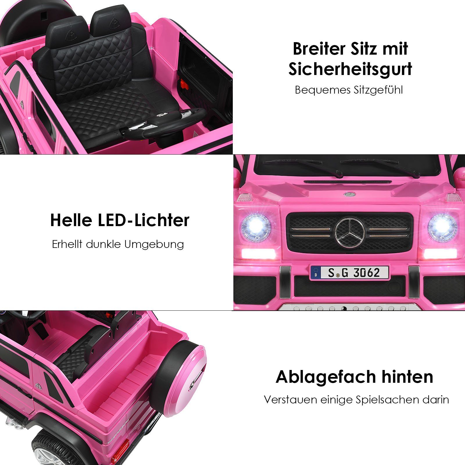COSTWAY Elektro-Kinderauto Mercedes Benz, met muziek en LED, 2,5-5,5 km/u