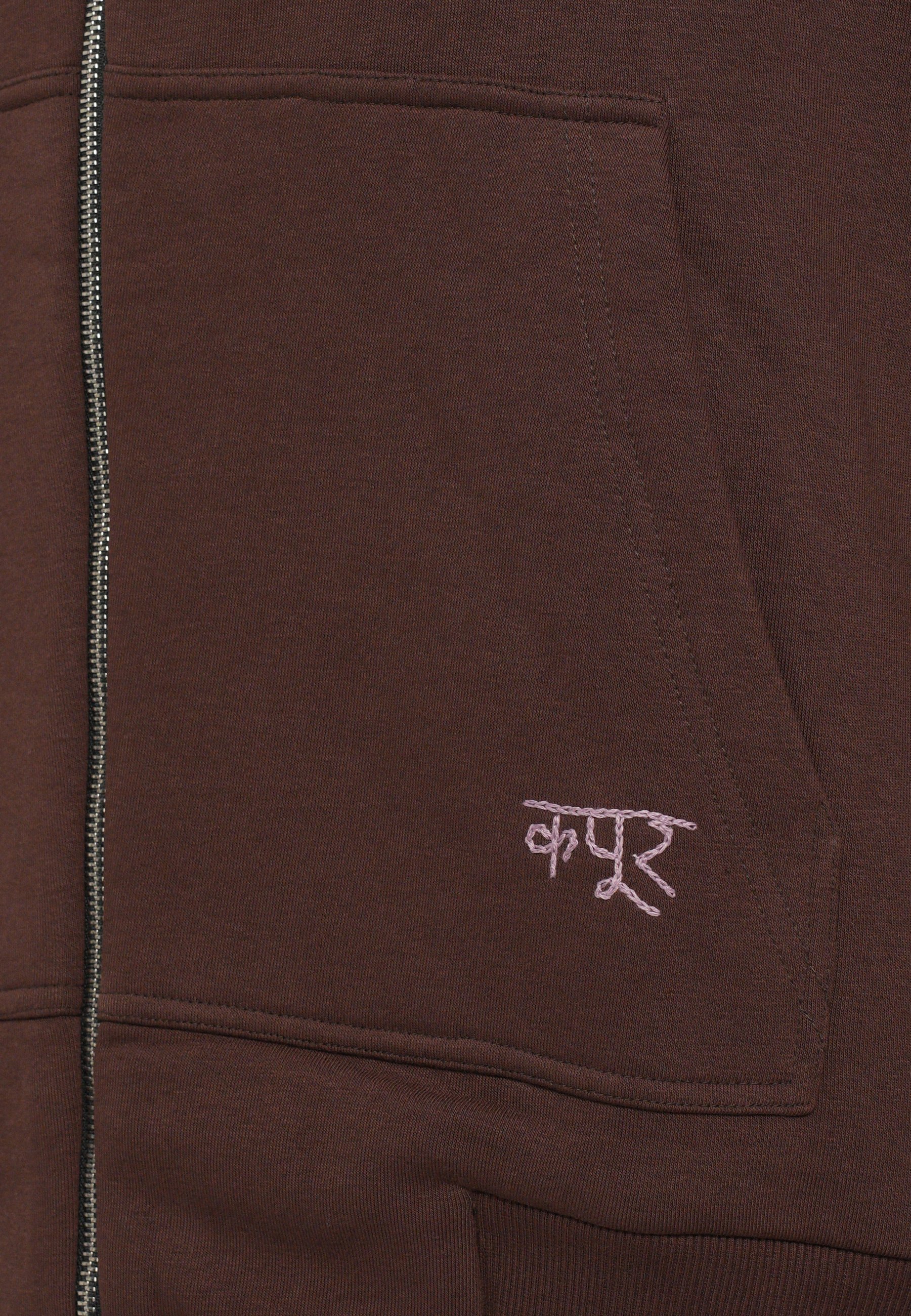 Dhruv Kapoor BRUSHED HOODIE - Mikina na zip - hnědá