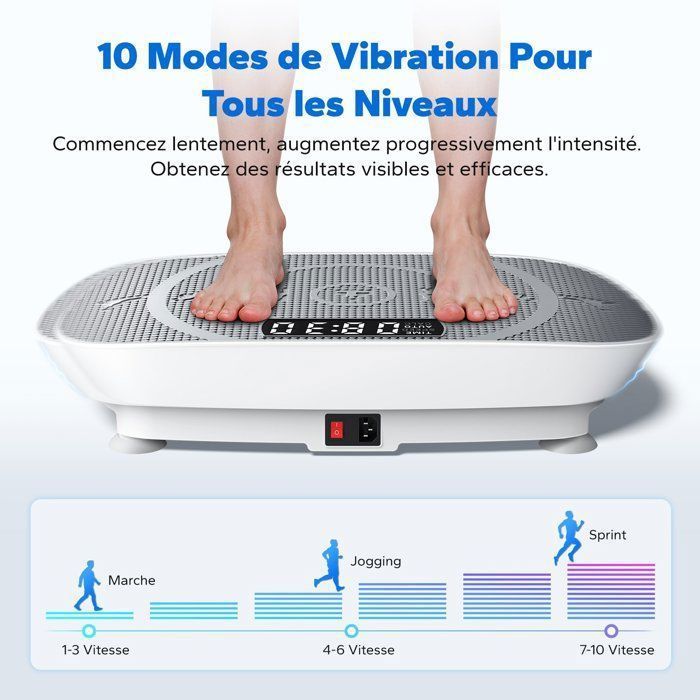 MERACH Mini-Vibrationsplatte, 10 Geschwindigkeitsstufen mit Fernbedienung und LED-Anzeige, leises Fitnessgerät, Grau, max. 150 kg