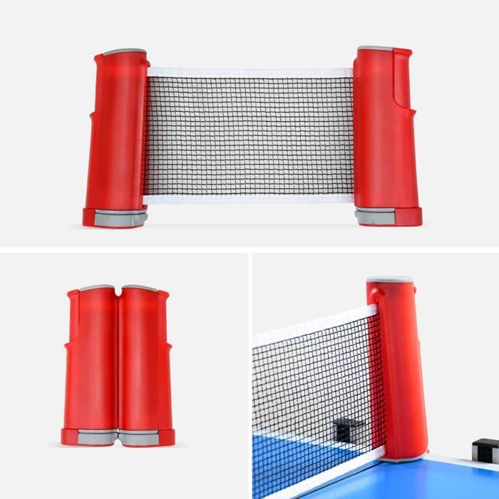 Tavolo da ping pong blu da esterno con 2 racchette e 3 palline