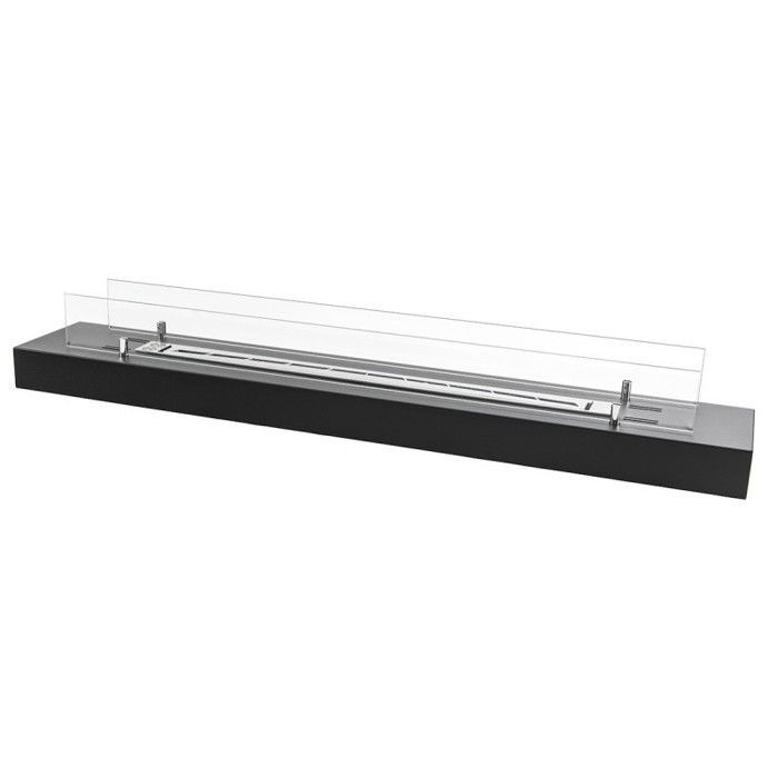 Chimenea de bioetanol de sobremesa, 120 cm. Chimenea de etanol negra con cristal.