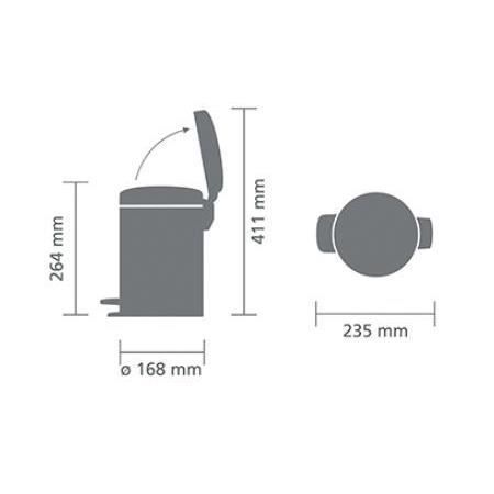 Poubelle à pédale - BRABANTIA - NewIcon - 3L - Noir mat - Fermeture anti-odeur