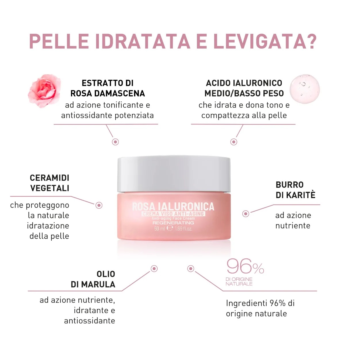 EQUILIBRA Equilibra Hyaluronic Rose anti-aging crème 50ml anti-aging crème