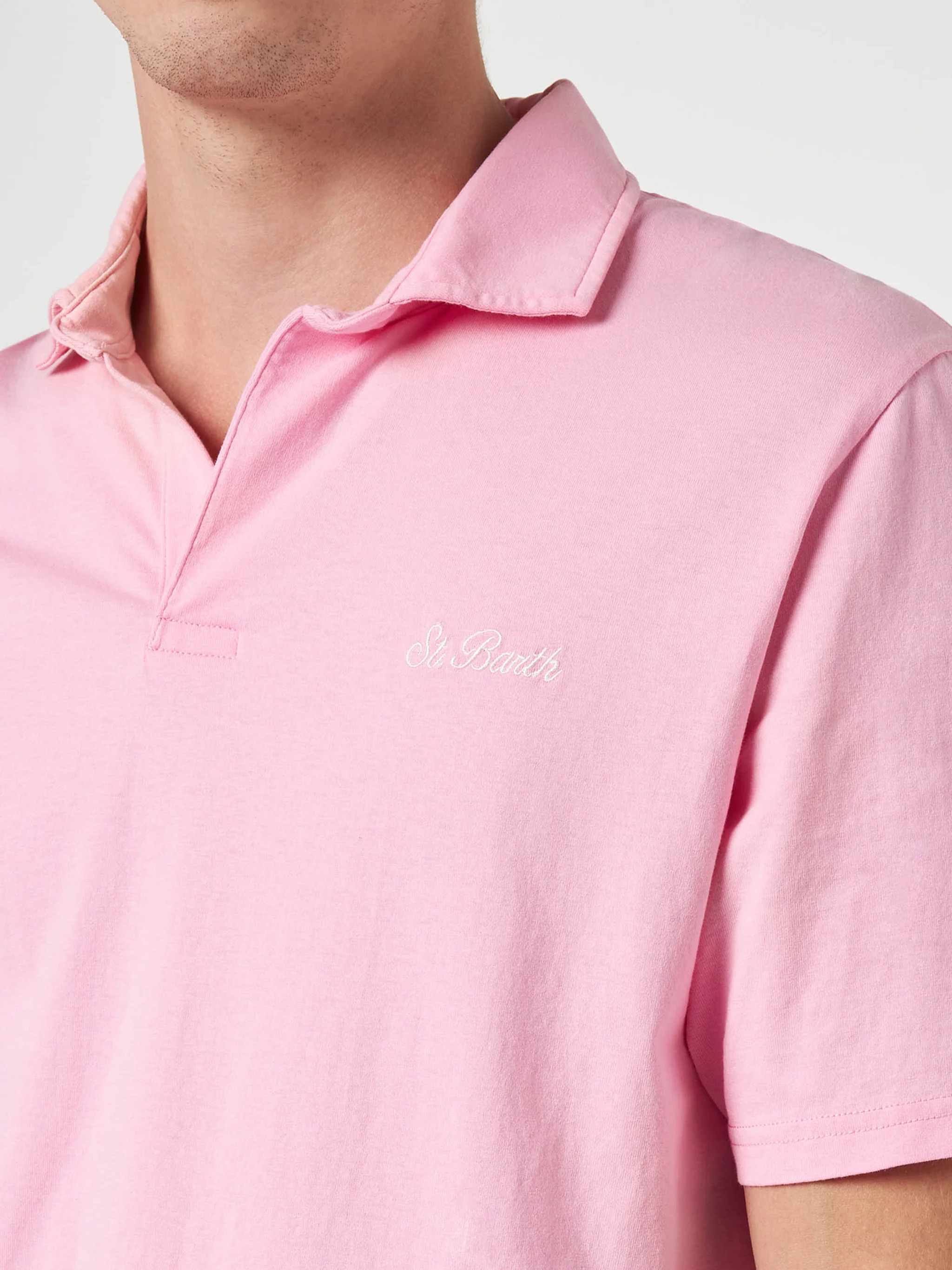 Brighton roze katoenen jersey herenpoloshirt