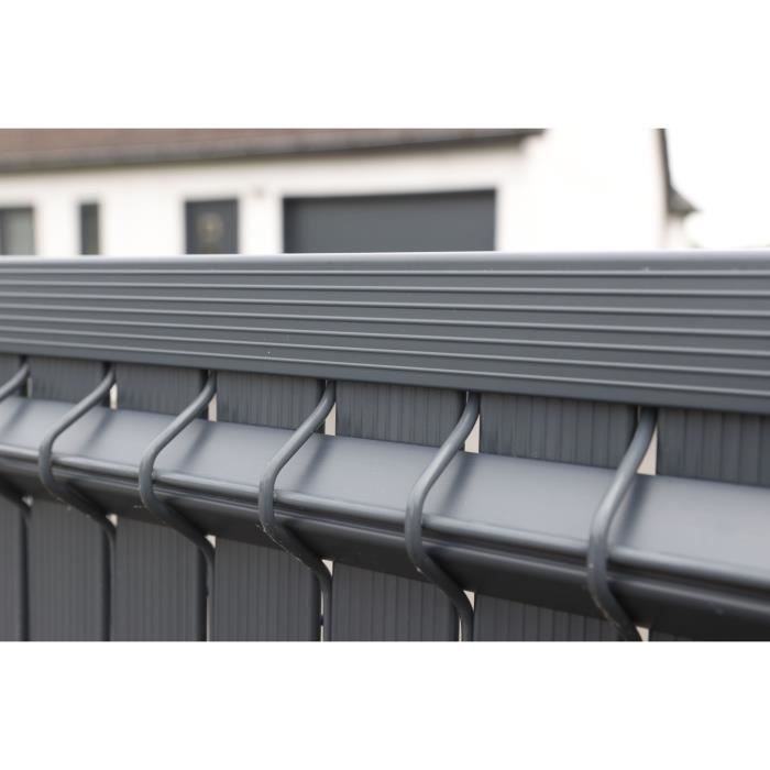 Privacy lamellenset - NATUUR - Voor vaste schuttingpanelen - Opaciteit 4/5 - 1,225 x 2,50 m - Antraciet