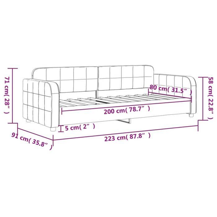 vidaXL Dagbädd, Bäddsoffa med ryggstöd och armstöd, Gästsäng, Sovrums-/Vardagsrumsmöbler, Modern, Mörkgrå 354052