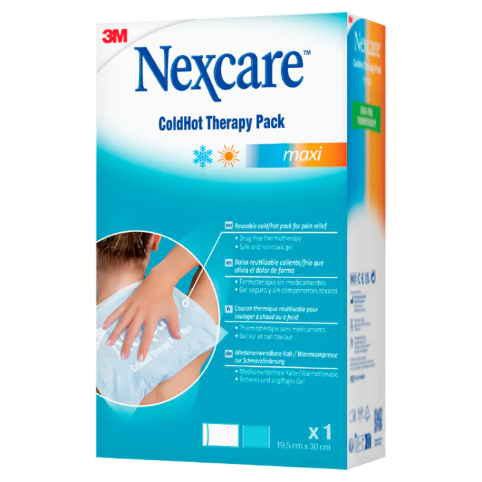 Nexcare ColdHot Therapy Pack Maxi, Zimno-ciepły okład żelowy wielokrotnego użytku, 19,5x30cm