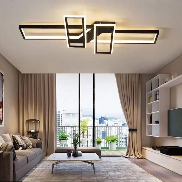 DELIPOP Moderne 48W Zwarte LED Plafondlamp, Dimbaar met Afstandsbediening voor Woonkamer, Slaapkamer, Eetkamer - Diameter 120cm