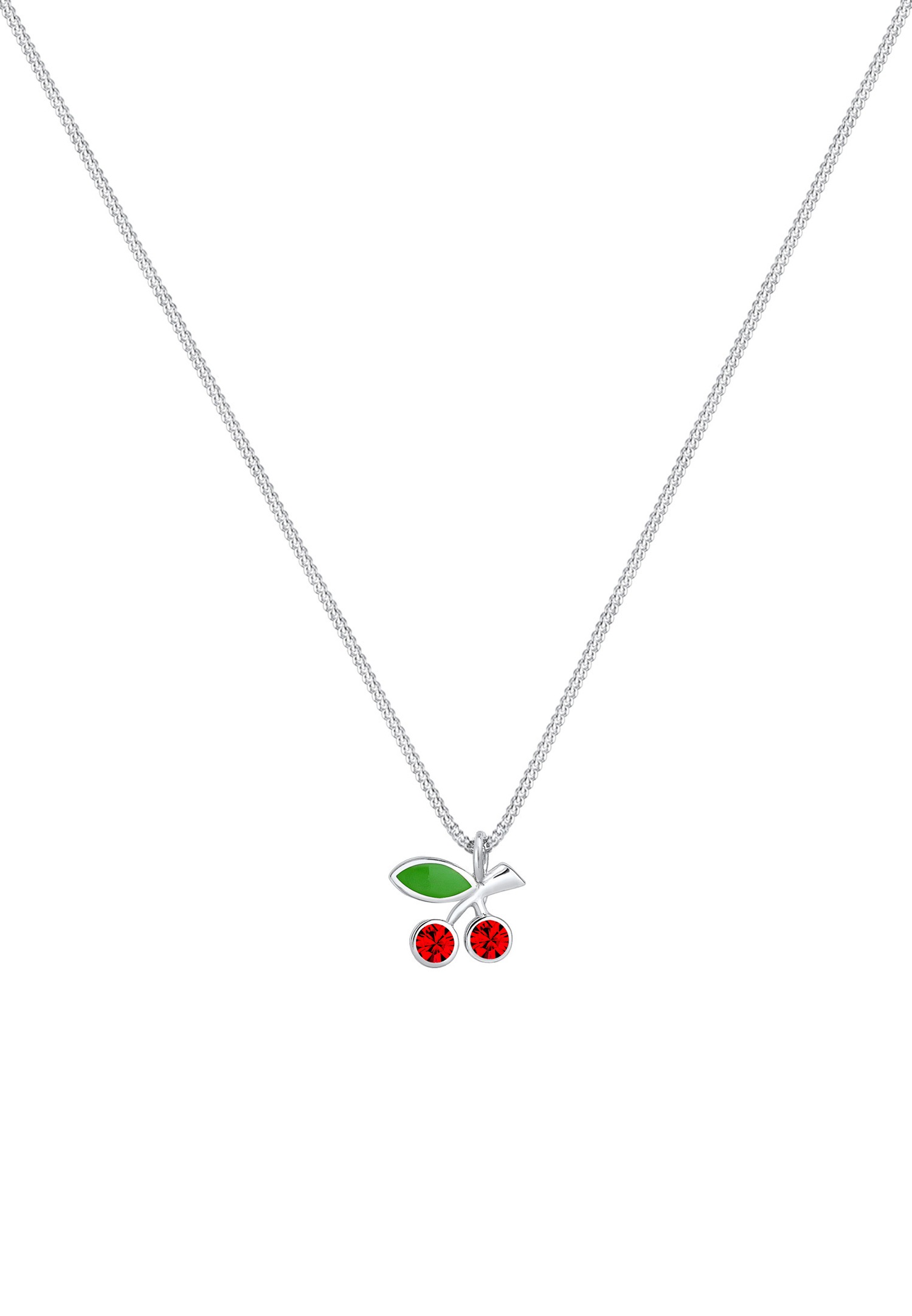 Elli Cerise Pendentif avec Cristaux Mignon Collier Enfants - (925/1000) Argent