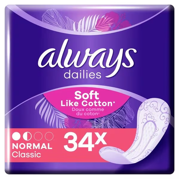 „Always Dailies“ minkšti, kaip medvilniniai įprasti įklotai, 34 vnt.