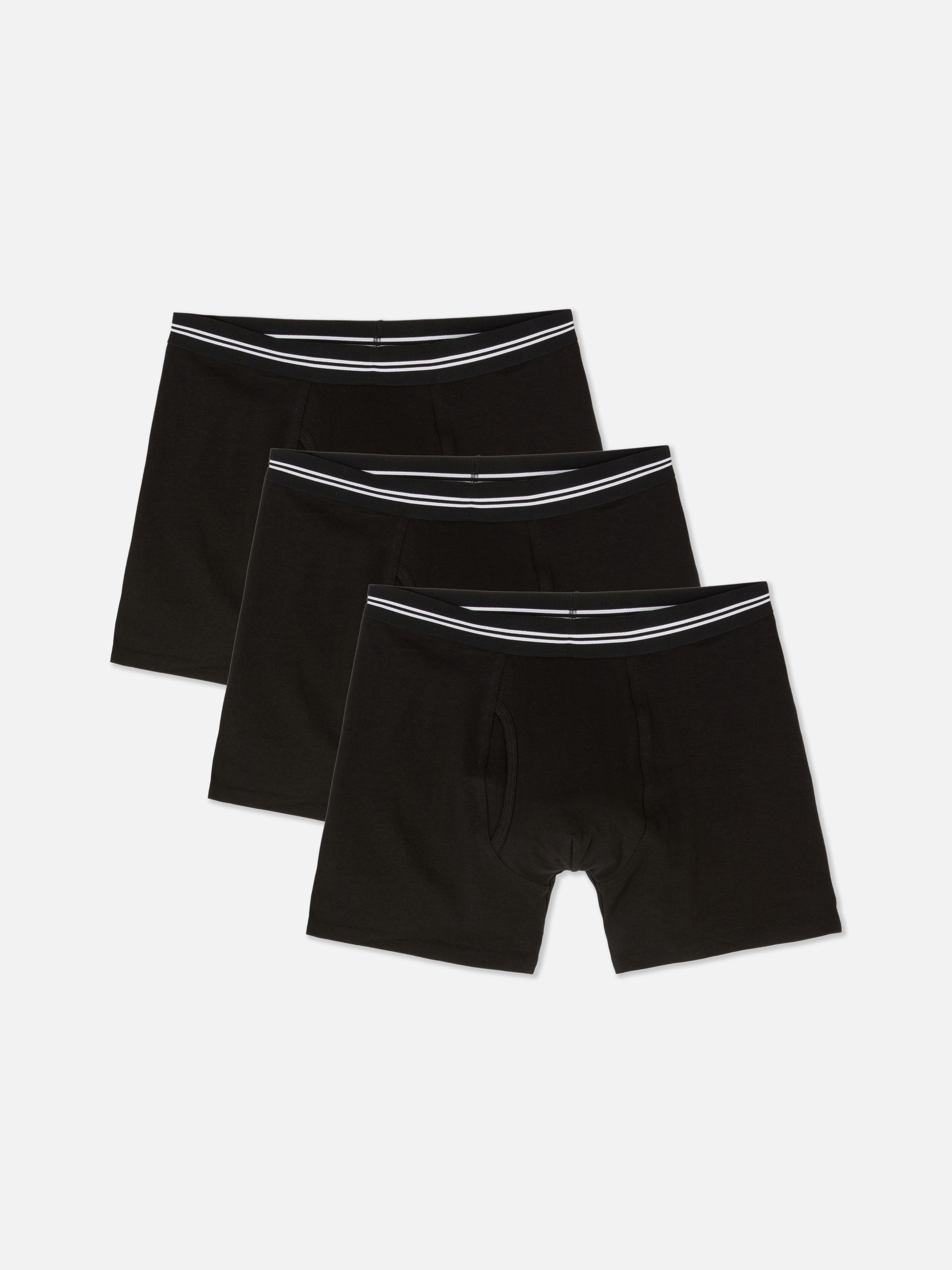 Boxeri cu talie cu dungi, set de 3 boxeri din bumbac cu dungi contrastante la talie